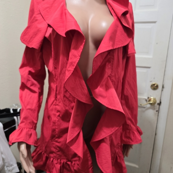 Women's Red Ruffle Jacket - Picture 4 of 7